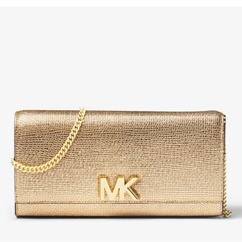 MICHAEL Michael Kors Mott Metallic Gold Textured Crossbody Wallet Bag